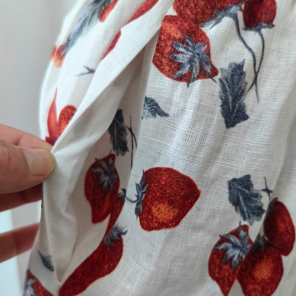 Reformation Balia Linen Dress In Strawberry Jam - Picture 12 of 15